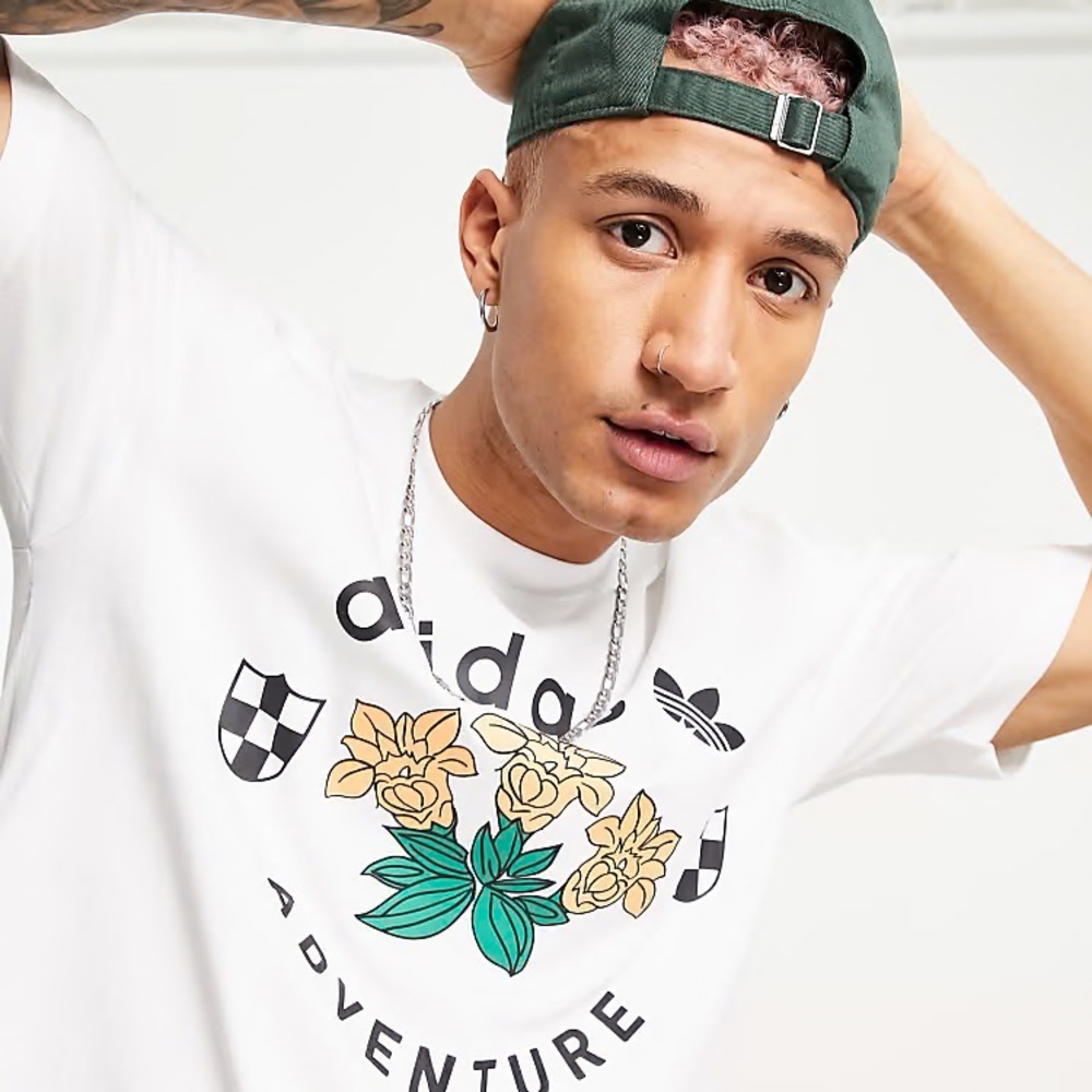 Adidas White Adventure Graphic Short Sleeve Tee